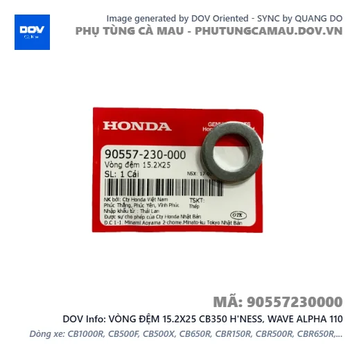 VÒNG ĐỆM 15.2X25 CB350 H'NESS, WAVE ALPHA 110 — 90557230000