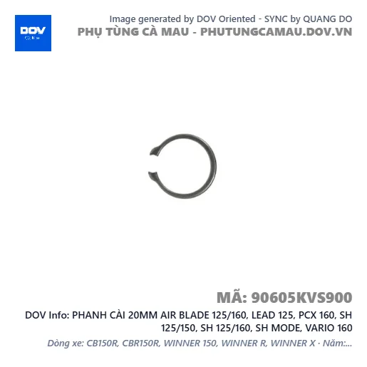 PHANH CÀI 20MM AIR BLADE 125/160, LEAD 125, PCX 160, SH 125/150, SH 125/160, SH MODE, VARIO 160 — 90605KVS900