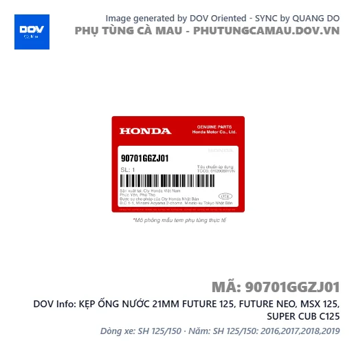 KẸP ỐNG NƯỚC 21MM FUTURE 125, FUTURE NEO, MSX 125, SUPER CUB C125 — 90701GGZJ01