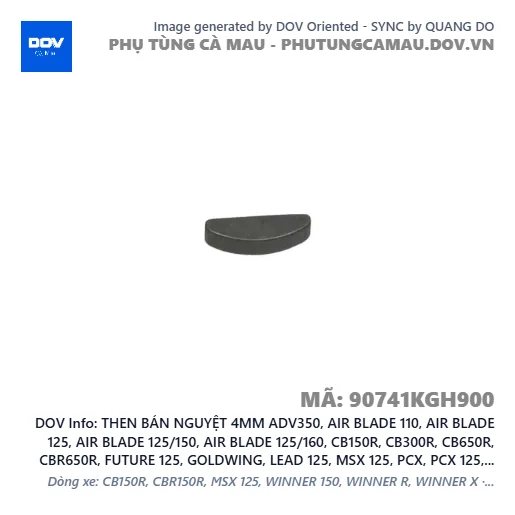 THEN BÁN NGUYỆT 4MM ADV350, AIR BLADE 110, AIR BLADE 125, AIR BLADE 125/150, AIR BLADE 125/160, CB150R, CB300R, CB650R, CBR650R, FUTURE 125, GOLDWING, LEAD 125, MSX 125, PCX, PCX 125, PCX 125/150, PCX 160, SH 125/150, SH 125/160, SH 350, SH MODE, SUPER CUB C125, VARIO 160, VISION 110, WAVE RSX 110, WINNER 150, WINNER R, WINNER X — 90741KGH900