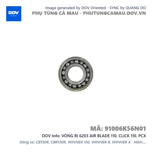 VÒNG BI 6203 AIR BLADE 110, CLICK 110, PCX — 91006K56N01