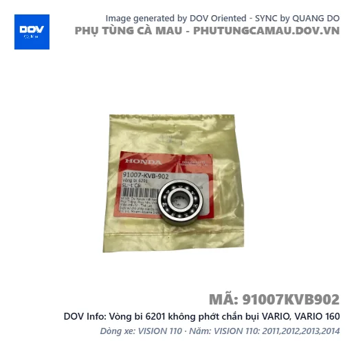 Vòng bi 6201 không phớt chắn bụi VARIO, VARIO 160 — 91007KVB902