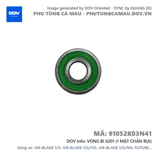 VÒNG BI 6201 (1 MẶT CHẮN BỤI) — 91052K03N41