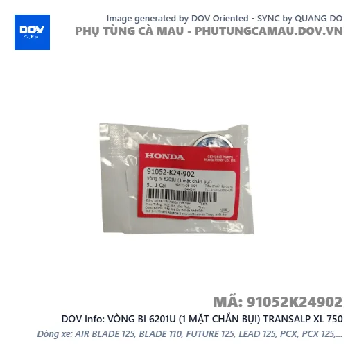 VÒNG BI 6201U (1 MẶT CHẮN BỤI) TRANSALP XL 750 — 91052K24902