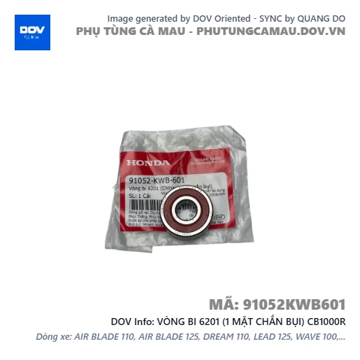 VÒNG BI 6201 (1 MẶT CHẮN BỤI) CB1000R — 91052KWB601