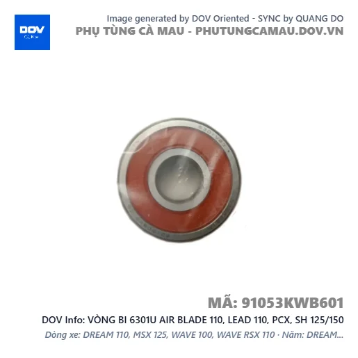 VÒNG BI 6301U AIR BLADE 110, LEAD 110, PCX, SH 125/150 — 91053KWB601
