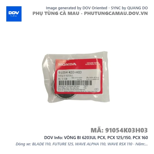 VÒNG BI 6203UL PCX, PCX 125/150, PCX 160 — 91054K03H03