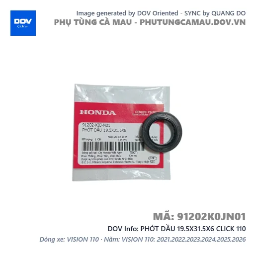 PHỚT DẦU 19.5X31.5X6 CLICK 110 — 91202K0JN01
