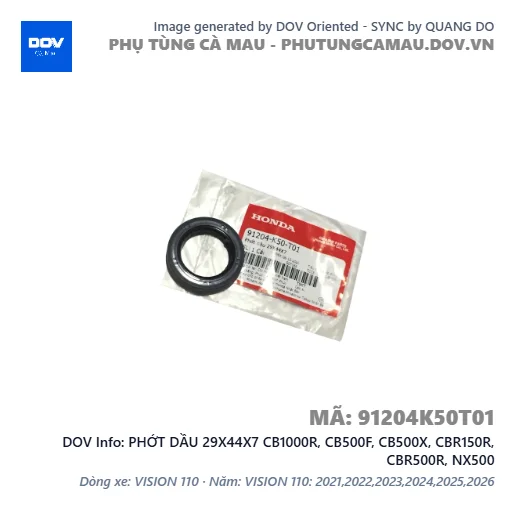PHỚT DẦU 29X44X7 CB1000R, CB500F, CB500X, CBR150R, CBR500R, NX500 — 91204K50T01