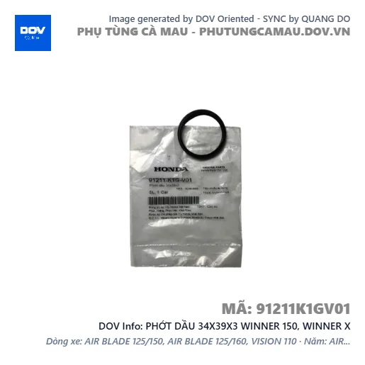 PHỚT DẦU 34X39X3 WINNER 150, WINNER X — 91211K1GV01