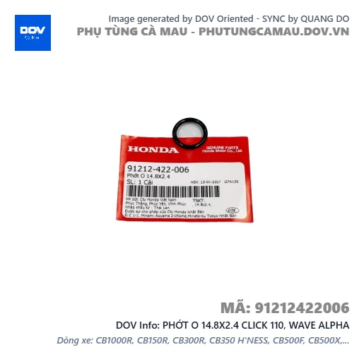PHỚT O 14.8X2.4 CLICK 110, WAVE ALPHA — 91212422006
