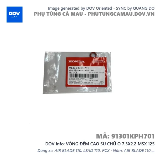 VÒNG ĐỆM CAO SU CHỮ O 7.3X2.2 MSX 125 — 91301KPH701