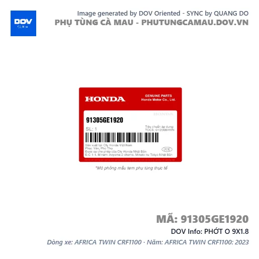 PHỚT O 9X1.8  — 91305GE1920