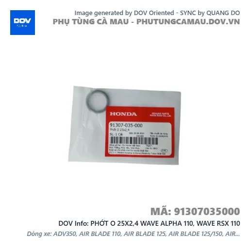 PHỚT O 25X2,4 WAVE ALPHA 110, WAVE RSX 110 — 91307035000