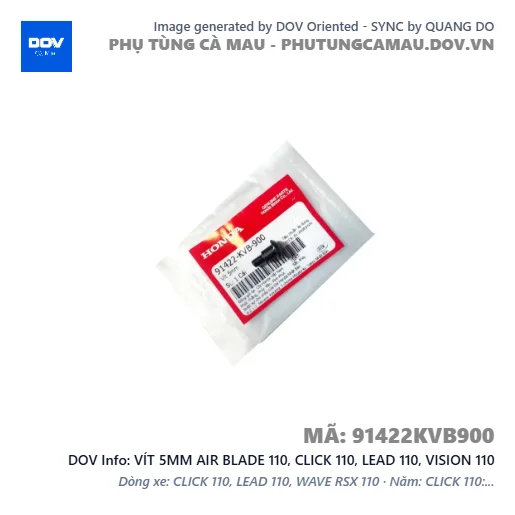 VÍT 5MM AIR BLADE 110, CLICK 110, LEAD 110, VISION 110 — 91422KVB900