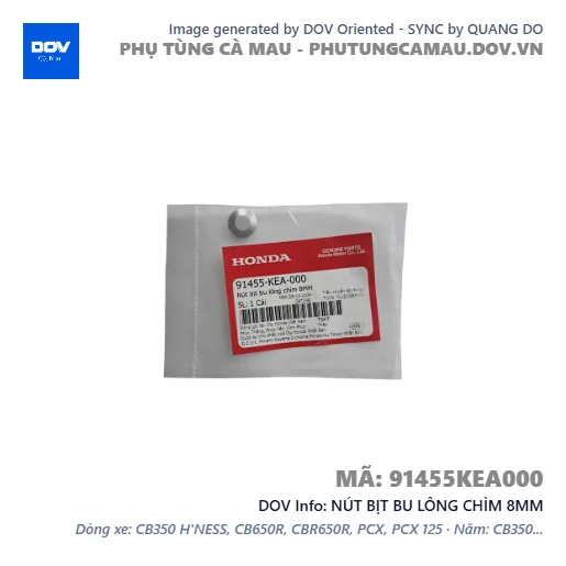 NÚT BỊT BU LÔNG CHÌM 8MM — 91455KEA000