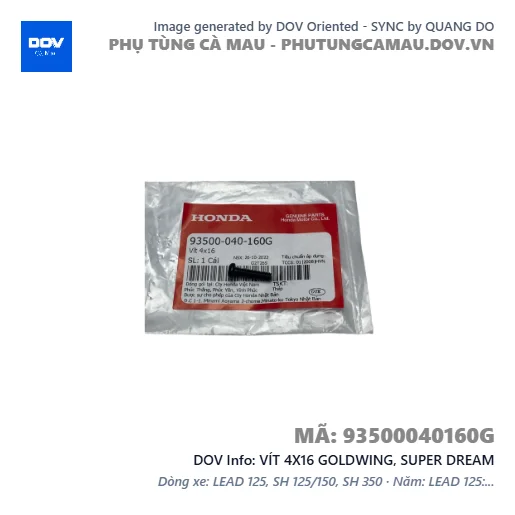 VÍT 4X16 GOLDWING, SUPER DREAM — 93500040160G
