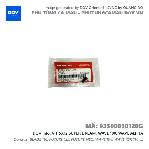 VÍT 5X12 SUPER DREAM, WAVE 100, WAVE ALPHA — 93500050120G