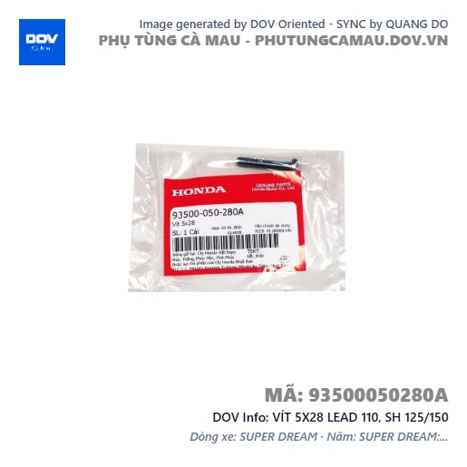 VÍT 5X28 LEAD 110, SH 125/150 — 93500050280A