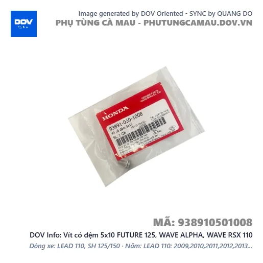 Vít có đệm 5x10 FUTURE 125, WAVE ALPHA, WAVE RSX 110 — 938910501008
