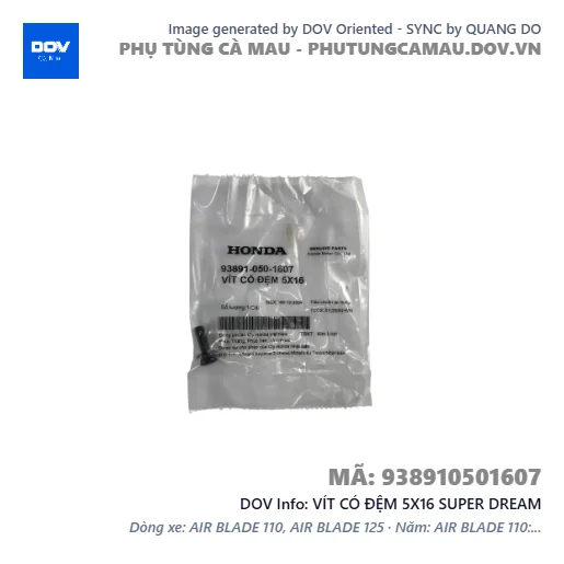 VÍT CÓ ĐỆM 5X16 SUPER DREAM — 938910501607
