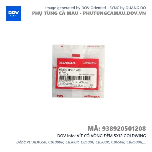 VÍT CÓ VÒNG ĐỆM 5X12 GOLDWING — 938920501208