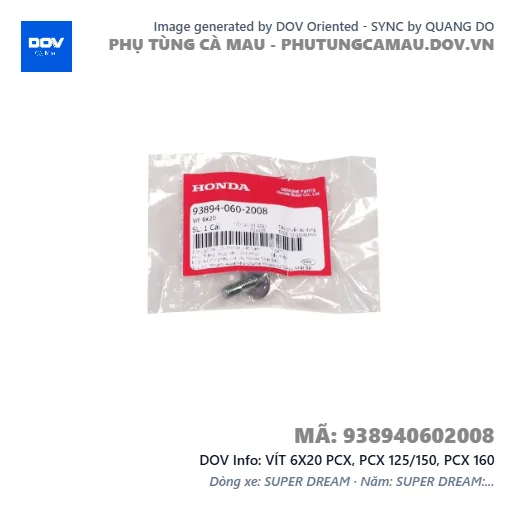 VÍT 6X20 PCX, PCX 125/150, PCX 160 — 938940602008