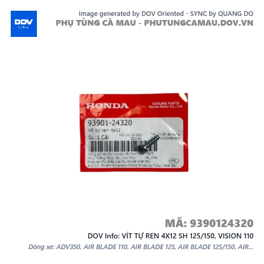 VÍT TỰ REN 4X12 SH 125/150, VISION 110 — 9390124320