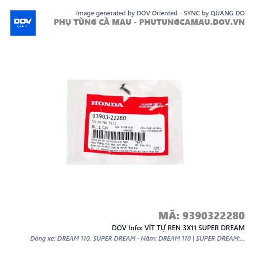 VÍT TỰ REN 3X11 SUPER DREAM — 9390322280