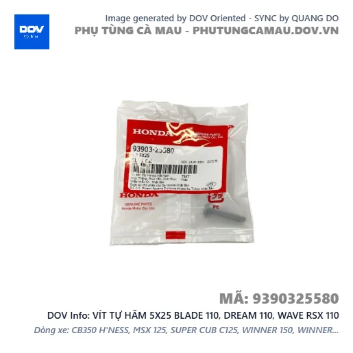 VÍT TỰ HÃM 5X25 BLADE 110, DREAM 110, WAVE RSX 110 — 9390325580
