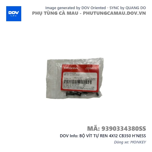 BỘ VÍT TỰ REN 4X12 CB350 H'NESS — 9390334380SS