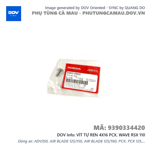 VÍT TỰ REN 4X16 PCX, WAVE RSX 110 — 9390334420