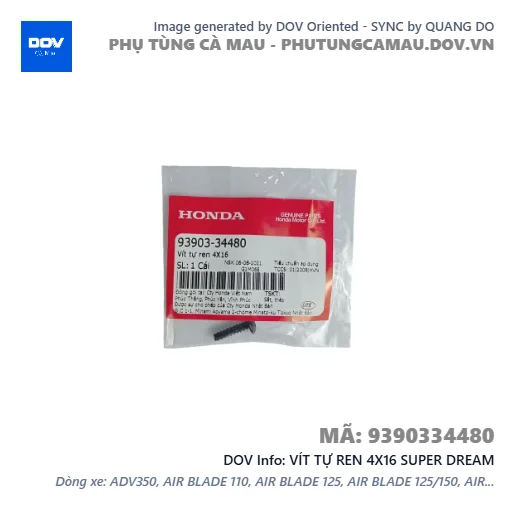 VÍT TỰ REN 4X16 SUPER DREAM — 9390334480