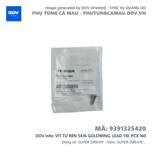 VÍT TỰ REN 5X16 GOLDWING, LEAD 110, PCX 160 — 9391325420