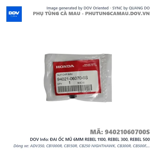 ĐAI ỐC MŨ 6MM REBEL 1100, REBEL 300, REBEL 500 — 94021060700S