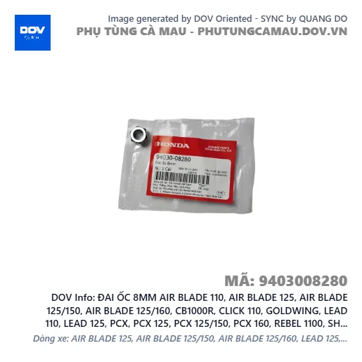 ĐAI ỐC 8MM AIR BLADE 110, AIR BLADE 125, AIR BLADE 125/150, AIR BLADE 125/160, CB1000R, CLICK 110, GOLDWING, LEAD 110, LEAD 125, PCX, PCX 125, PCX 125/150, PCX 160, REBEL 1100, SH 125/150, SH 125/160, SH MODE, VARIO 160, VISION 110 — 9403008280