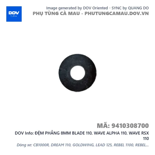 ĐỆM PHẲNG 8MM BLADE 110, WAVE ALPHA 110, WAVE RSX 110 — 9410308700