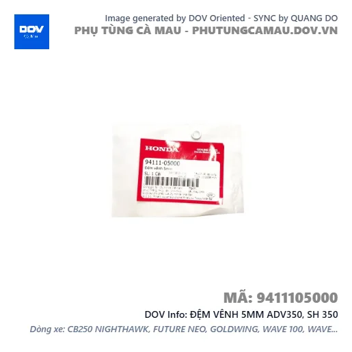 ĐỆM VÊNH 5MM ADV350, SH 350 — 9411105000