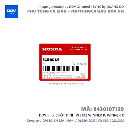 CHỐT ĐỊNH VỊ 7X12 WINNER R, WINNER X — 9430107120