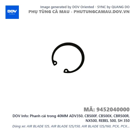 Phanh cài trong 40MM ADV350, CB500F, CB500X, CBR500R, NX500, REBEL 500, SH 350 — 9452040000