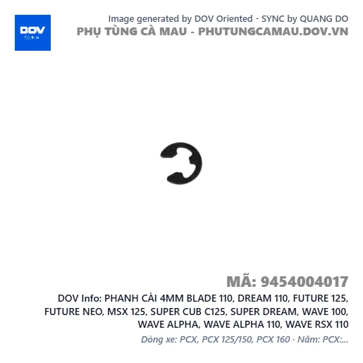 PHANH CÀI 4MM BLADE 110, DREAM 110, FUTURE 125, FUTURE NEO, MSX 125, SUPER CUB C125, SUPER DREAM, WAVE 100, WAVE ALPHA, WAVE ALPHA 110, WAVE RSX 110 — 9454004017