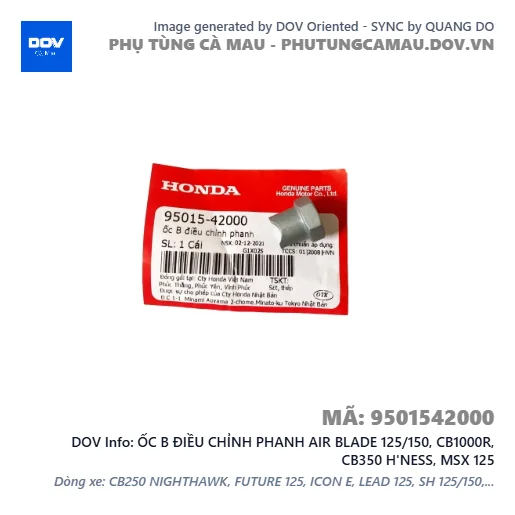 ỐC B ĐIỀU CHỈNH PHANH AIR BLADE 125/150, CB1000R, CB350 H'NESS, MSX 125 — 9501542000