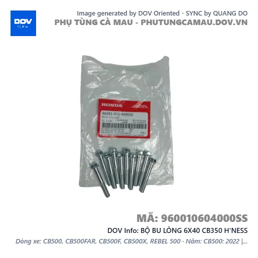BỘ BU LÔNG 6X40 CB350 H'NESS — 960010604000SS