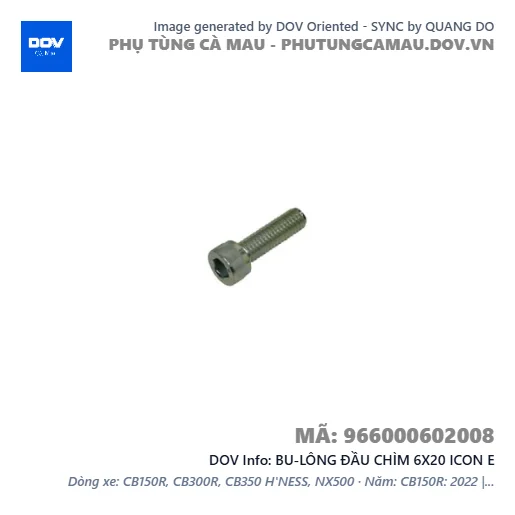 BU-LÔNG ĐẦU CHÌM 6X20 ICON E — 966000602008