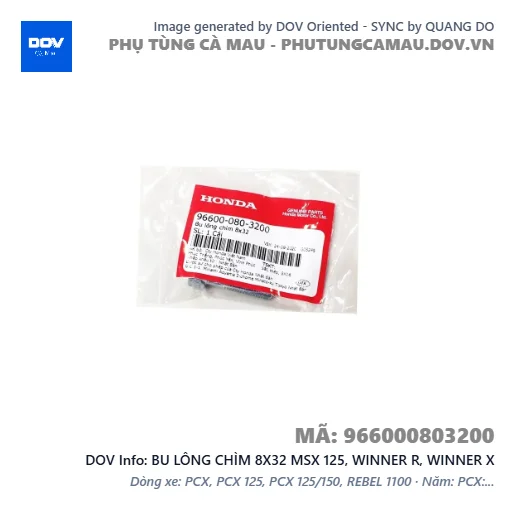 BU LÔNG CHÌM 8X32 MSX 125, WINNER R, WINNER X — 966000803200