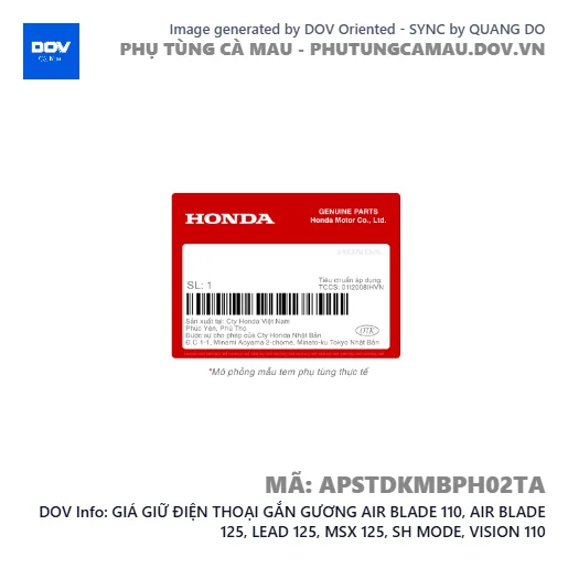GIÁ GIỮ ĐIỆN THOẠI GẮN GƯƠNG AIR BLADE 110, AIR BLADE 125, LEAD 125, MSX 125, SH MODE, VISION 110 — APSTDKMBPH02TA
