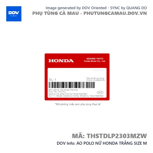 ÁO POLO NỮ HONDA TRẮNG SIZE M — THSTDLP2303MZW