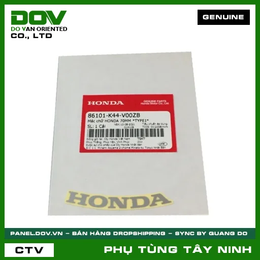 MÁC CHỮ HONDA 70MM *NH411* — 86101K44V00ZB