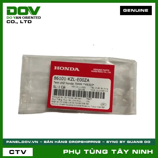 TEM CHỮ HONDA 75MM *YR303* — 86101KZLE00ZA