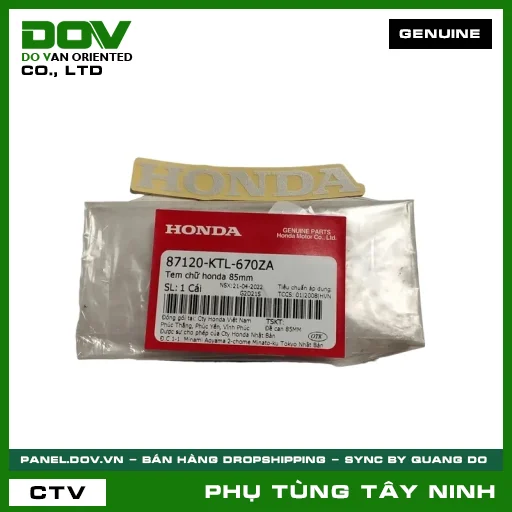 TEM CHỮ HONDA 85MM — 87120KTL670ZA